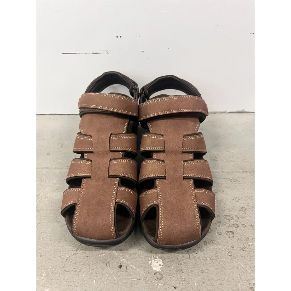 Dockers Byrd Outdoor Sport Fisherman Sandal Men's‎ Dark Tan Leather Shoes - 14W